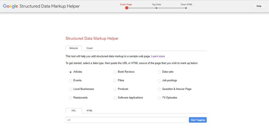 Google Structure Data Mark Up Helper Tool