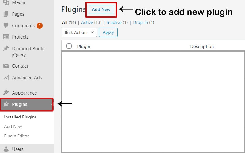 Wordpress Add new plugin