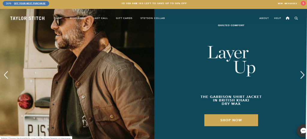 Ecommerce website design inspiration Tailor Stitch Screenshot