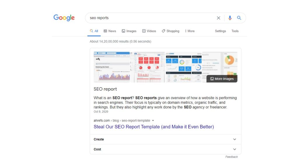 Accordion type featured snippet returned by Google.