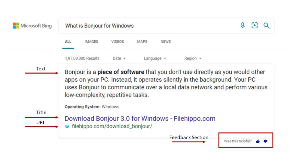 Bing Q&A intelligent search feature format